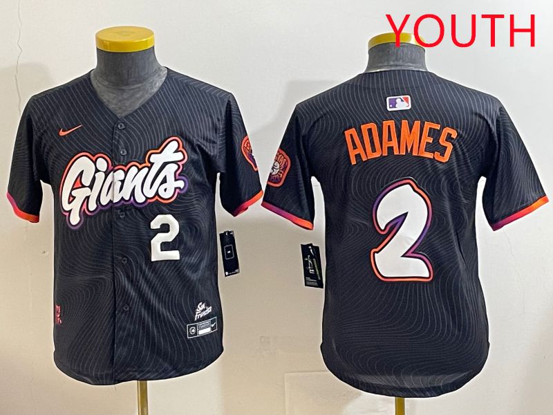 Youth San Francisco Giants #2 Adames Black Joint Name 2025 Nike MLB Jersey style 5